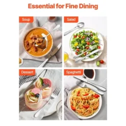 65-dele sølvtøjssæt, rustfrit stål bestik, komplet redskaber til 12 personer, høj kvalitet, holdbart Online