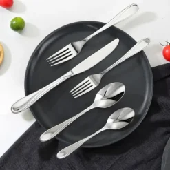 65-dele sølvtøjssæt, rustfrit stål bestik, komplet redskaber til 12 personer, høj kvalitet, holdbart Online