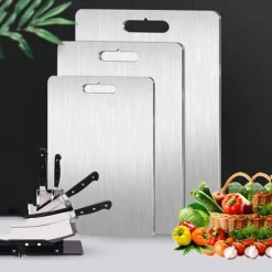 Skærebrætter>3-delt sæt dobbeltsidet skærebræt i rustfrit stål, skimmel- og fugtbestandigt