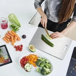 3-delt sæt dobbeltsidet skærebræt i rustfrit stål, skimmel- og fugtbestandigt