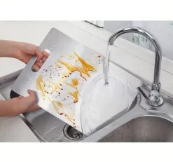 3-delt sæt dobbeltsidet skærebræt i rustfrit stål, skimmel- og fugtbestandigt