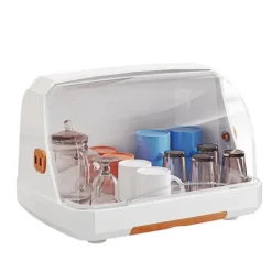 Opvaskestativer & Tørrestativer>Desktop kop opbevaringsstativ Støvtæt bordplade Multipurpope tørrestativ med låg til glas Te kop skål mælkeflasker Orange