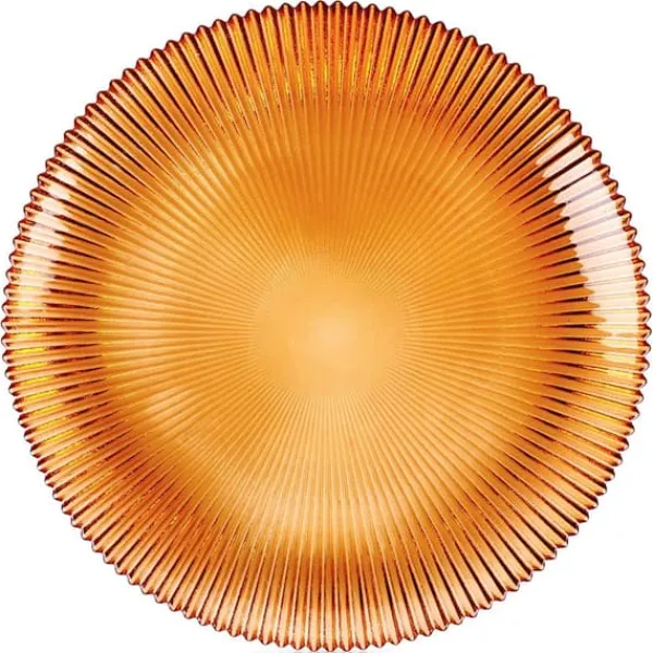 Desserttallerken i ravfarvet glas, 21 cm Hot