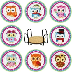 Bordskånere Til Glas>Diamantbroderi - Bordskåner Bordskånere til glas 8 stk - Ugler