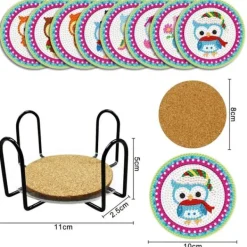 Bordskånere Til Glas>Diamantbroderi - Bordskåner Bordskånere til glas 8 stk - Ugler