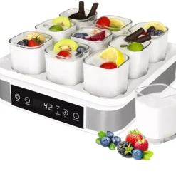 Yogurtmaskiner>Digital Yoghurtmaskine, 9 Portionsglas, Temperatur- og Tidskontrol