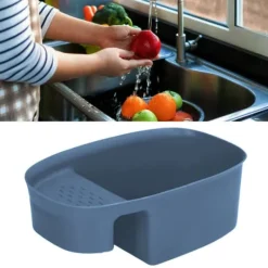 Diskbänk avloppskorg Hushållssadelformad nätsil för köksavfall Grönsaksfrukter Blå Online