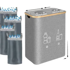 Affaldssorteringsspande>Dispensérflaske, 125L kapacitet, lugtkontrolfunktioner,Lys Grå