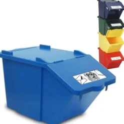 Affaldssorteringsspande>Dobbeltdækker affaldssorteringsbeholder - blå, 45L