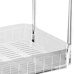 Dobbeltlags hvid kop tørrestativ med afløbsbakke - bordplade opbevaringshylde til hjemmekøkken Online