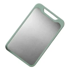 Dobbeltsidet Køkken Skærebræt 304 Rustfrit Stål Skærebræt til Køkken Kød Grøntsager Frugt Fisk Ost Grøn Lille Størrelse