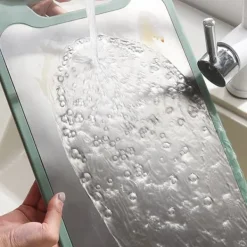 Dobbeltsidet Køkken Skærebræt 304 Rustfrit Stål Skærebræt til Køkken Kød Grøntsager Frugt Fisk Ost Grøn Lille Størrelse