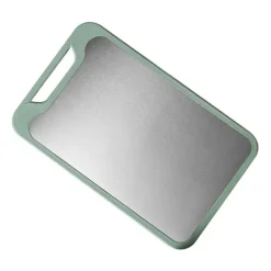 Dobbeltsidet Køkken Skærebræt 304 Rustfrit Stål Skærebræt til Køkken Kød Grøntsager Frugt Fisk Ost Grøn Lille Størrelse
