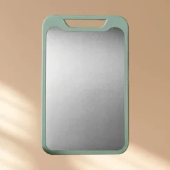 Dobbeltsidet Køkken Skærebræt 304 Rustfrit Stål Skærebræt til Køkken Kød Grøntsager Frugt Fisk Ost Grøn Lille Størrelse