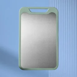 Dobbeltsidet Køkken Skærebræt 304 Rustfrit Stål Skærebræt til Køkken Kød Grøntsager Frugt Fisk Ost Grøn Lille Størrelse