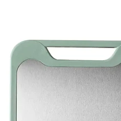 Dobbeltsidet Køkken Skærebræt 304 Rustfrit Stål Skærebræt til Køkken Kød Grøntsager Frugt Fisk Ost Grøn Lille Størrelse