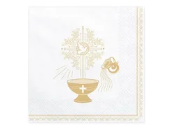 Dåpsservietter, 33x33 cm, guld (1 pakke / 20 stk.) Hot