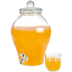 Drikke dispenser, glas, 23x35 cm, genanvendelig, sikker låg, bred åbning New