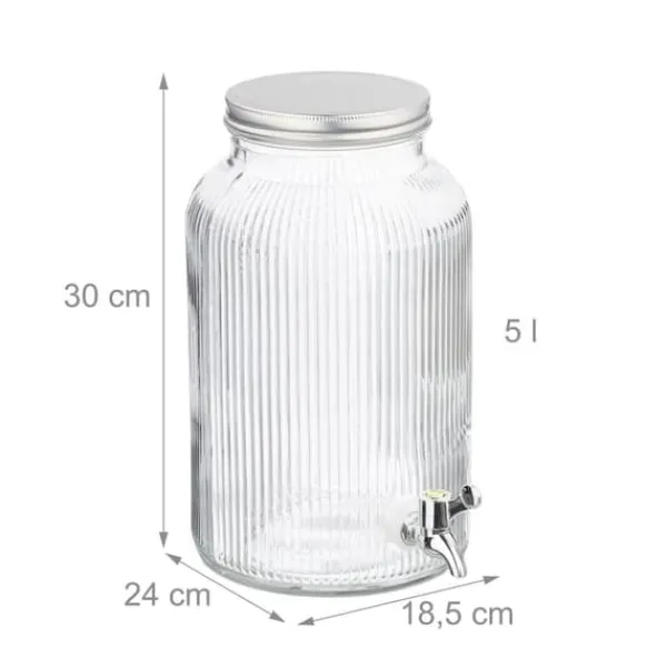 Drikkevareautomater>Drikkeautomat, Riflet Glas, 30x18,5x24 cm, Transparent