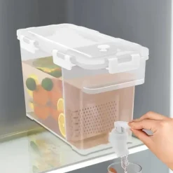 Drikkevareautomater>Drikkedispenser - Vanddispenser til køleskab 3,5 L - Dobbelt beholder - Hane - Skillevæg - Hvid