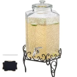 Drikkevareautomater>Drikkedispenser 10L, Festdispenser i Glas, robust Stativ, ideel til underholdning