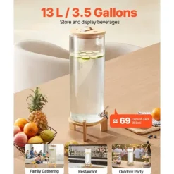 Drikkevareautomater>Drikkedispenser 13L, Glas Drikkedispenser til Fester, med robust Stativ