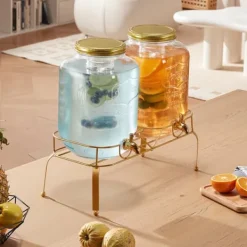 Drikkedispenser 8L, Glasdispenser til Fester, med Stativ, 2 Stykker Pakke Online