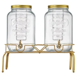 Drikkedispenser 8L, Glasdispenser til Fester, med Stativ, 2 Stykker Pakke Online