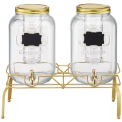 Drikkedispenser 8L, Glasdispenser til Fester, med Stativ, 2 Stykker Pakke Online