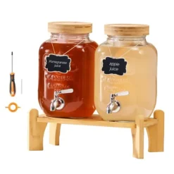 Drikkevareautomater>Drikkedispenser 3,8L, Glasdispenser til Fester, med Stativ, 2-Pakke