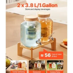 Drikkevareautomater>Drikkedispenser 3,8L, Glasdispenser til Fester, med Stativ, 2-Pakke