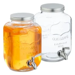 Drikkevareautomater>Drikkedispenser sæt, 25x15x22 cm, Klar, Sølv