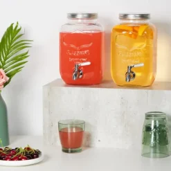 Drikkevareautomater>Drikkedispenser sæt, 25x15x22 cm, Klar, Sølv