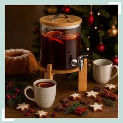 Drikkevareautomater>Drikkedispenser, 40x22.5x30 cm, Klar Brun Sølv