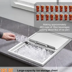 Isspande & Kølere>Drop-in isbokse 27x18x21, rustfrit stål, køleboks med cover, holdbar og effektiv, perfekt til udendørs brug.