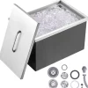 Isspande & Kølere>Drop-in iskeholder i rustfrit stål, 22"L x 17"B x 12"H, 40 qt kommerciel isbar til udendørs brug med afløb og prop. Ideel til vin og øl.