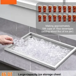 Isspande & Kølere>Drop-in iskeholder i rustfrit stål, 22"L x 17"B x 12"H, 40 qt kommerciel isbar til udendørs brug med afløb og prop. Ideel til vin og øl.