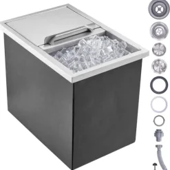 Drop-in-iskiste 18"L x 12"B x 14,5"H i rustfrit stål, kommerciel isbeholder med skydedæksel, perfekt til udendørs vin og øl. Sale