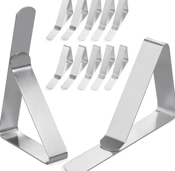Dugklemme & -Vægte>Dugklemmer i rustfrit stål, 12-pak, velegnet til hjemmet, restaurant, picnic, fest, spisebord, holder borde op til 4,8 cm tykke