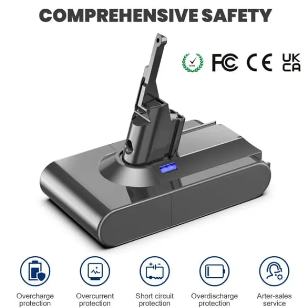 Dyson V8 batteri 6800 mAh, erstatningsbatteri til V8 Absolute/Animal (SV10), lysegrå, genopladeligt Best