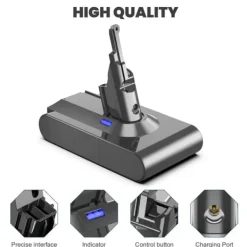 Dyson V8 batteri 6800 mAh, erstatningsbatteri til V8 Absolute/Animal (SV10), lysegrå, genopladeligt Best