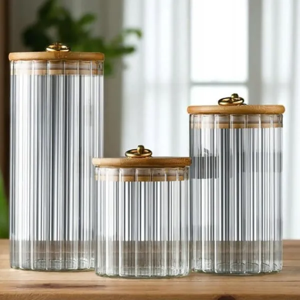 Opbevaringsdåser>ECARLA beholder med bølgede vægge, sukkerskål 550ml SZK167