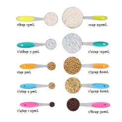 Ejoyous 10 stk. målebægre og skeer i rustfrit stål med silikonehåndtag Køkken M Clearance