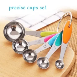 Ejoyous 10 stk. målebægre og skeer i rustfrit stål med silikonehåndtag Køkken M Clearance
