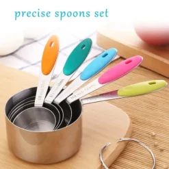 Ejoyous 10 stk. målebægre og skeer i rustfrit stål med silikonehåndtag Køkken M Clearance