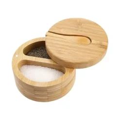 Elegant bambus salt- og peberbeholder med låg og ske (91710001)