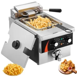 Elektrisk Frituregryde 3000W, 5,9L RVS, Opgradering, 200°C, Hurtig Opvarmning, Energi Effektiv. Online