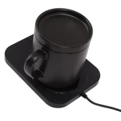 Elektrisk kaffekrusvarmer med intelligent 55℃ konstant opvarmning, USB-drevet drikkevarevarmer med keramisk kop til skrivebord - sort Best