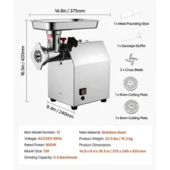 Elektrisk Kødhakker til kommerciel brug, 5,5 Lbs/Min, Pølsefylder, ideel til køkkenbrug Clearance