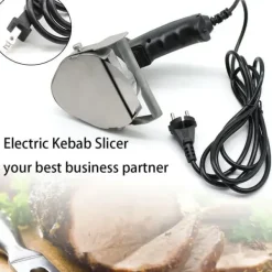 Elektrisk kebabskærer - Håndholdt gyroskniv - 80 W - Justerbar skæretykkelse - Rustfrit stålblad - Med sliber - Rød Outlet